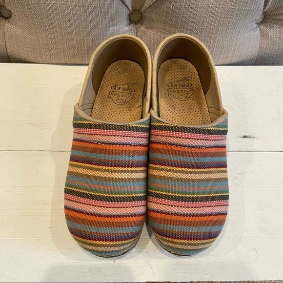 Dansko Vegan Striped Espadrille Clogs Sz 36 - Picture 2 of 8
